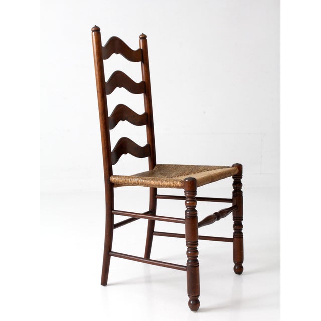 Vintage French Provincial Rush Seat Ladderback Chair For Sale - Image 11 of 14