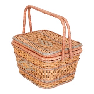 Wicker Picnic Hamper Basket For Sale