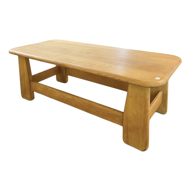 Brutalist Coffee Table in Oak, Belgium, 1970s For Sale