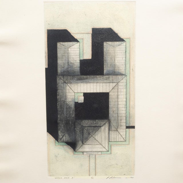 Modern Dream House a & B, Patrick Palmer Numbered and Signed Architectural Etchings, 1988 For Sale - Image 3 of 8