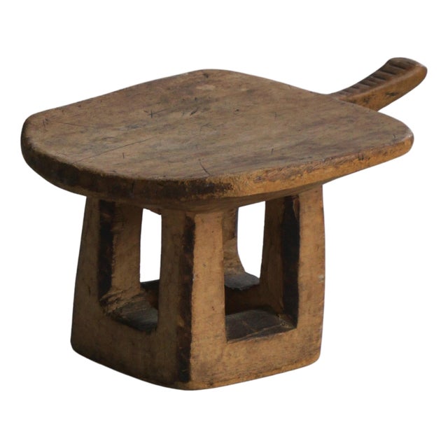 Vintage Hand-Carved Wooden Lobi Stool, 1950s For Sale