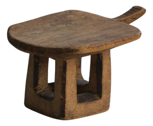 Vintage Hand-Carved Wooden Lobi Stool, 1950s