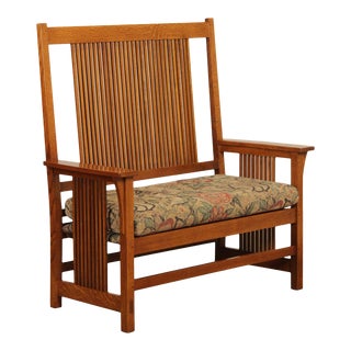 Stickley Mission Collection Oak Spindle Settee Bench For Sale