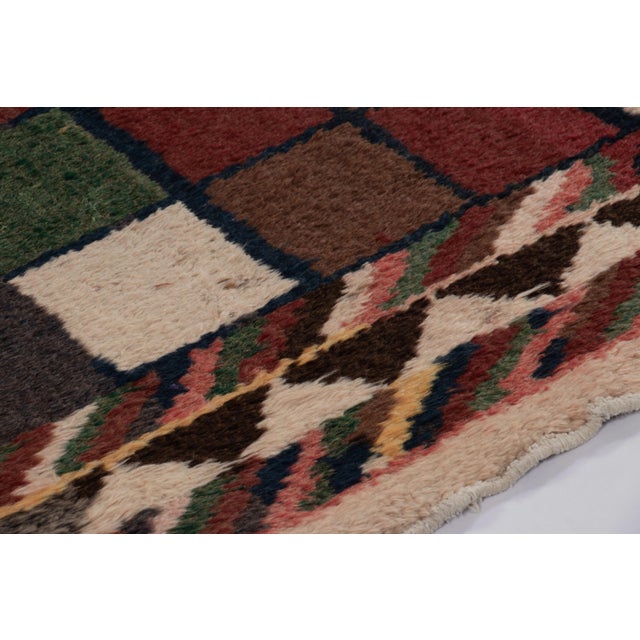 Mid-Century Modern Vintage Swedish Rya Rug, Multi-Color Checkerboard With Tribal Border - Rug & Kilim For Sale - Image 3 of 8