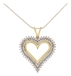 10K Yellow Gold Plated .925 Sterling Silver 3.00 Cttw Diamond Heart 18" Pendant Necklace (I-J Color, I2-I3 Clarity)