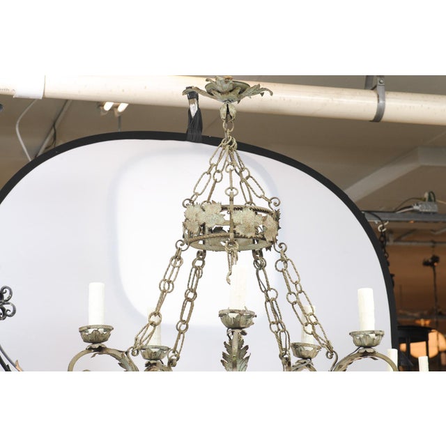 Early 20th Cent. French Two-Tier Chandelier With Vine and Tendril Motif For Sale - Image 15 of 16