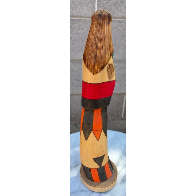 1980s Vintage Signed k.t. Spencer "White Chin" Hand-Carved Wood Kachina Doll - 12.5" For Sale - Image 5 of 10
