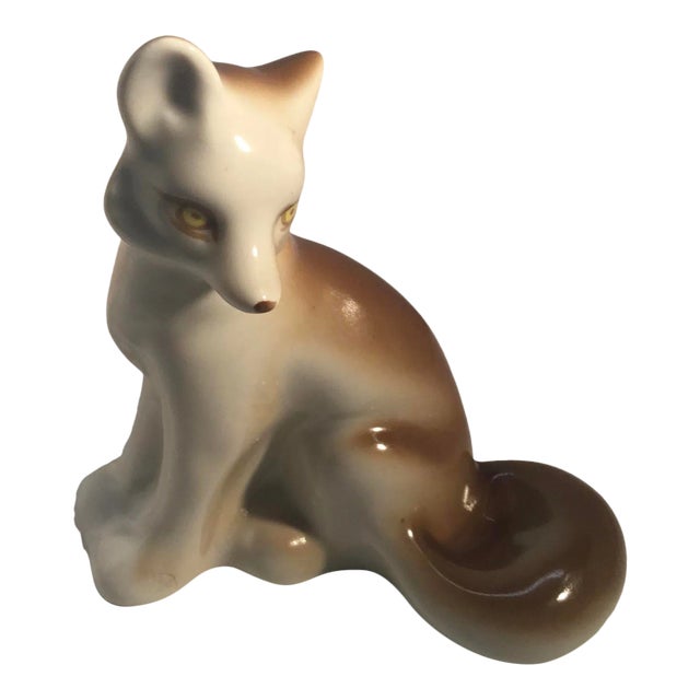 Vintage Russian Porcelain Figurine of a Fox For Sale