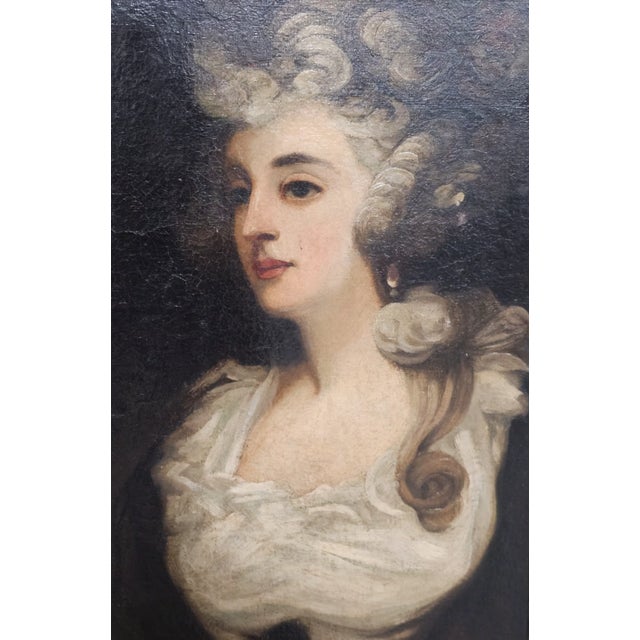 English 18th/19th Century Portrait Oil on Canvas Painting of a Woman in Gilt Gold Frame For Sale - Image 3 of 17