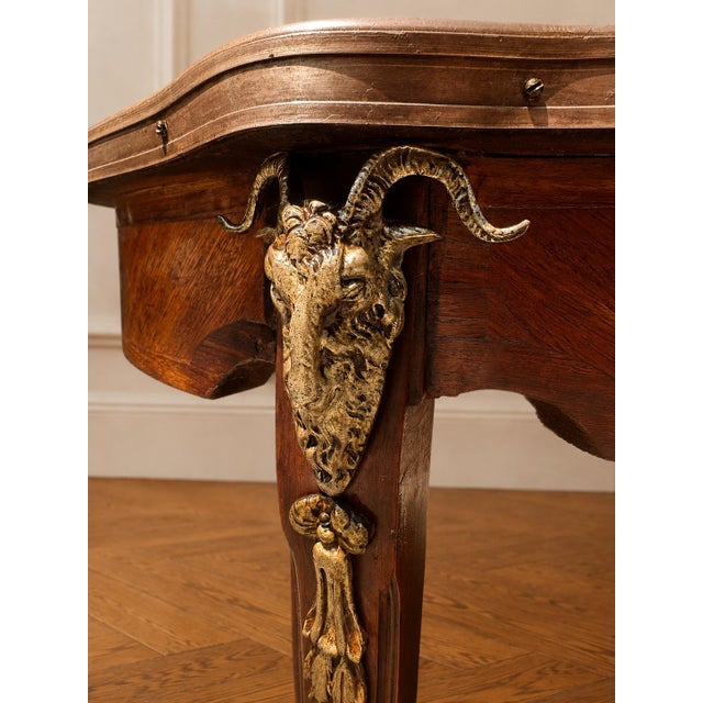 Italian Parquetry Inlaid Tray Table With Painted Figural Panel and Removable Glass Top Late 19th Century For Sale - Image 4 of 9