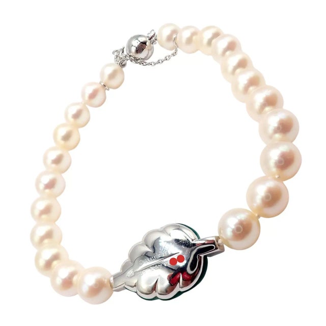 Contemporary Mid 20th Century Cartier White Gold Pearl Diamond Chalcedony Patiala Bracelet For Sale - Image 3 of 9