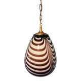 Vintage Murano Mauve Zebra Striped Art Glass Pendant Light For Sale