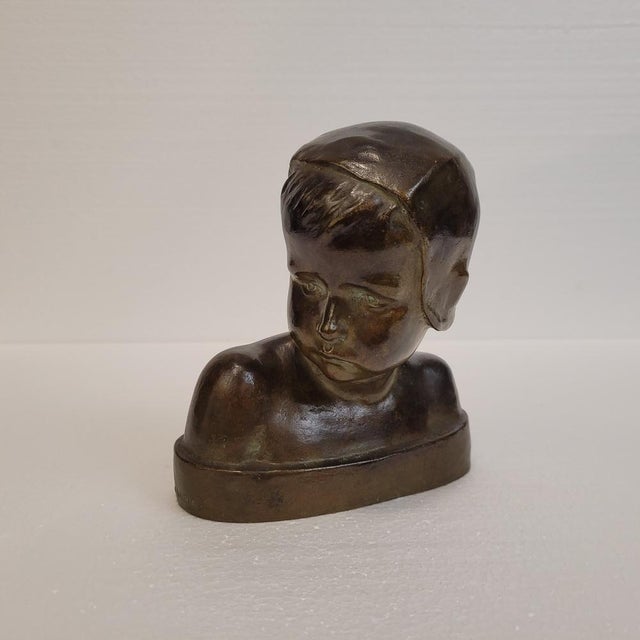 Marie-Anne Crannrey Franceschi, Bust of a Boy, Early 20th Century, Bronze For Sale - Image 4 of 18