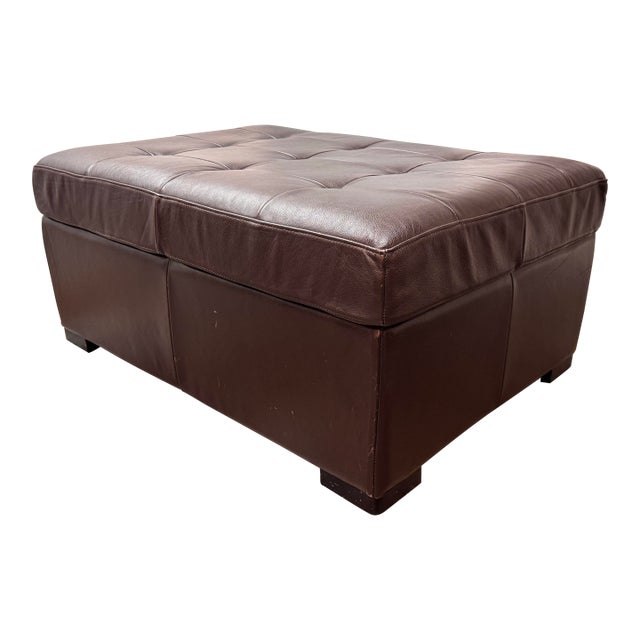 Twin Size Gumps Leather Ottoman Hidden Sleeper For Sale