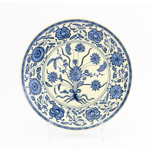 Chinese Blue & White Lotus Motif Porcelain Charger For Sale In New York - Image 6 of 9