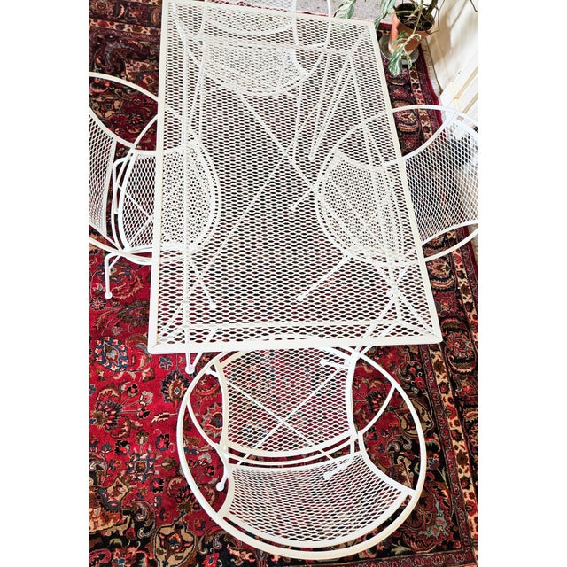 1950s MCM Atomic Radar Santorini Wrought Iron Table and Chair Set, 5 Pieces For Sale - Image 5 of 7