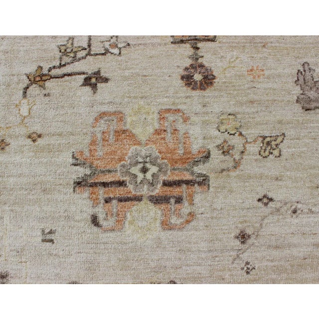 Keivan Woven Arts Large Angora Turkish Oushak Rug With Floral Motifs in Neutral Tones For Sale - Image 4 of 11
