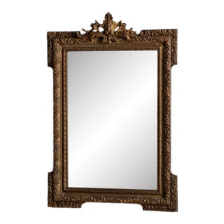 19th Century France Napoleon III Bronze Wood Mirror For Sale