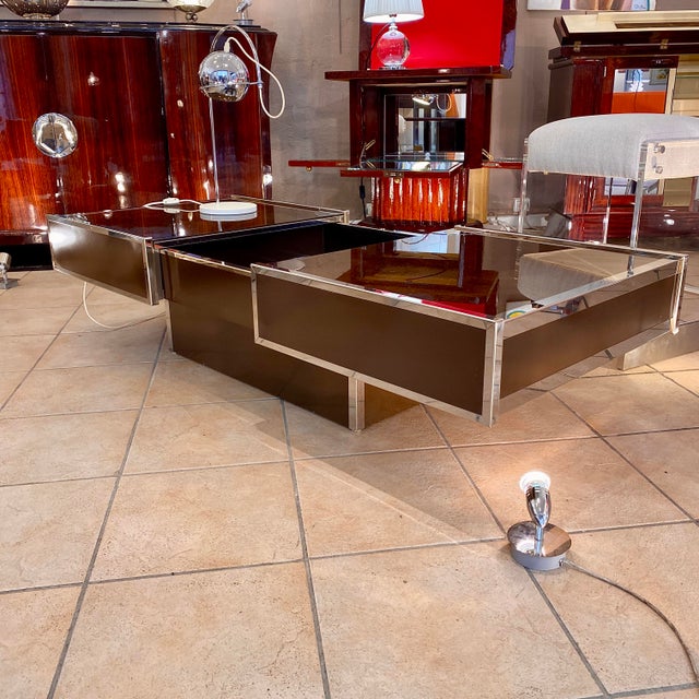 Metal Stainless Steel and Glass Coffee Table, 1970 For Sale - Image 7 of 8