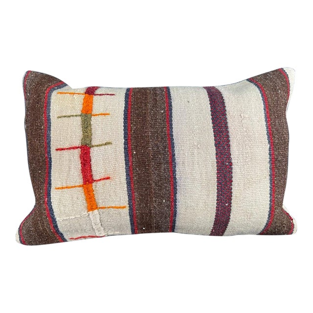 Turkish Hemp Pillow Cushion Natural Beige Brown Pillow Cushion Cover 16" x 24" For Sale