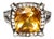 Mid 20th Century 14k White Black Gold Citrine Pave Diamond Ring Band, Size 7 For Sale