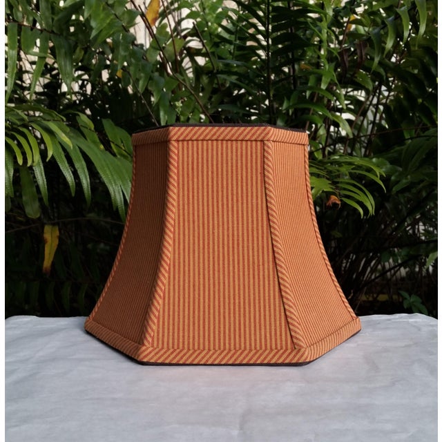 Hickory Ticking Stripe Brick Red Brown Hexagon Bell Uno Lamp Shade