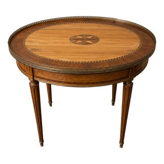 Louis XVI Bouillotte Table in Light Wood and Marquetry, 1890s For Sale