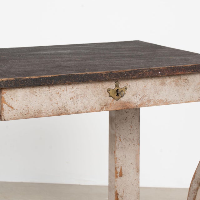 19th Century Swedish Gustavian Gray and Black Painted Console Table With Drawer For Sale - Image 12 of 16