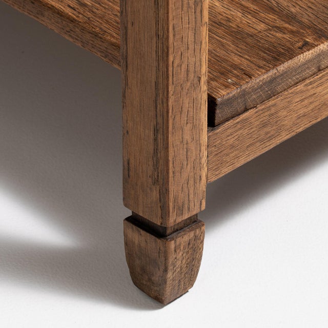 Amber 1910-1919 France Warm Honey Oak Slender Oak Pedestal Side Table For Sale - Image 8 of 11