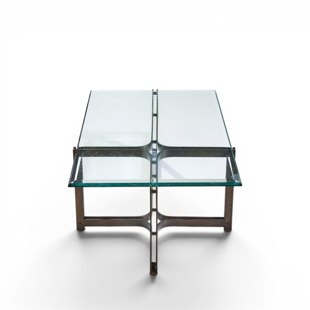 Dunbar Furniture Tom Lopinski for Dunbar Mid Century Bronze, Rosewood and Glass Coffee Table For Sale - Image 4 of 10