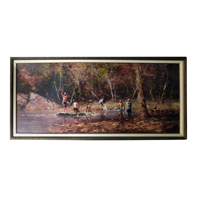 Robert Hagan "Fishing Friends" Giclee on Canvas Hand Signed For Sale