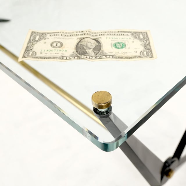 Italian Mid-Century Modern Cast Metal & Brass Base Glass Rectangle Coffee Table For Sale - Image 14 of 14