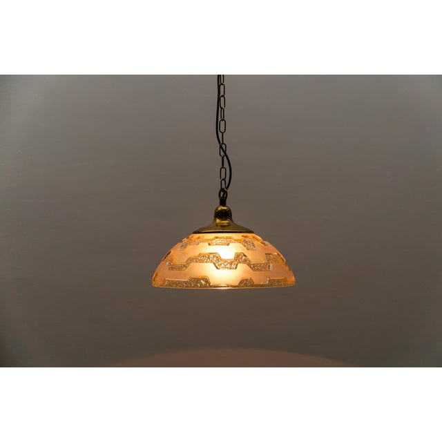 Metal Amber-Colored Embossed Glass Lamp by Peill & Putzler, Germany, 1960s For Sale - Image 7 of 14