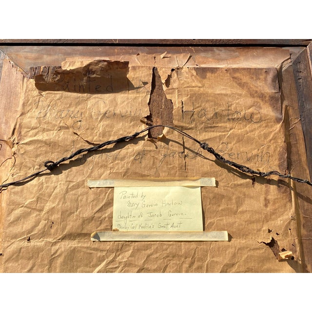 Blue Antique Empire Ogee Mirror With Hand Painted Scene Depicting Changing of Seasons For Sale - Image 8 of 8