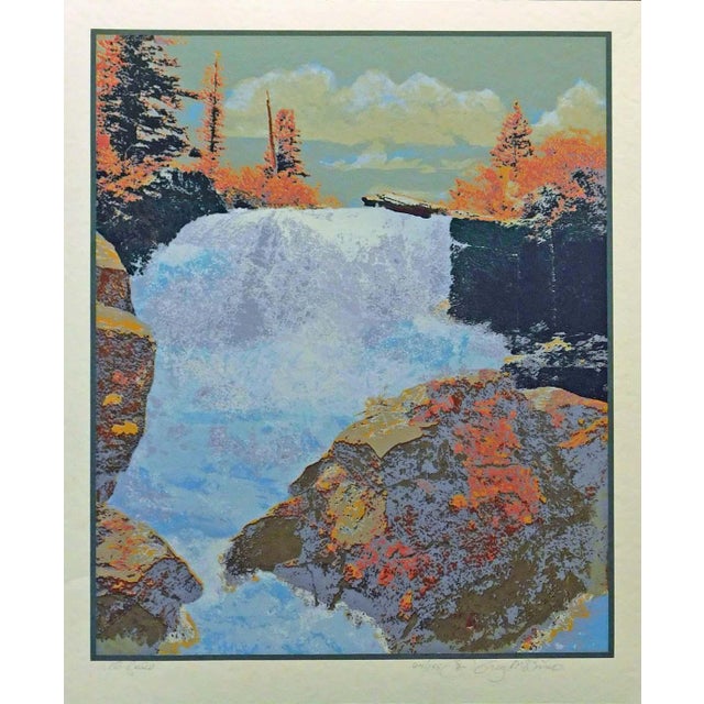 Greg McBride "Waterfall" Signed Numbered Serigraph on Paper 1980 For Sale