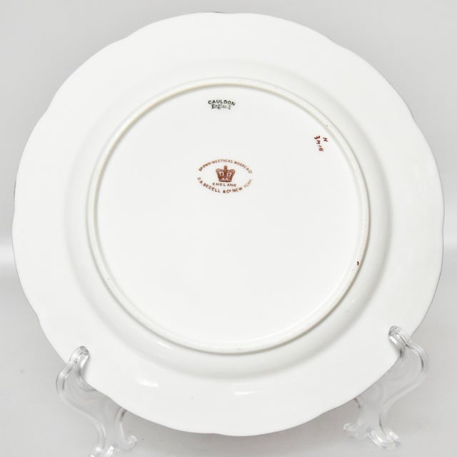 C. 1900 English Cauldon Porcelain Gilt & Hand Painted Plates Set of 9 For Sale - Image 4 of 6