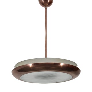 Bauhaus UFO Pendant in Copper Finish attributed to Josef Hurka, Former Former Czechoslovakia, 1930s For Sale