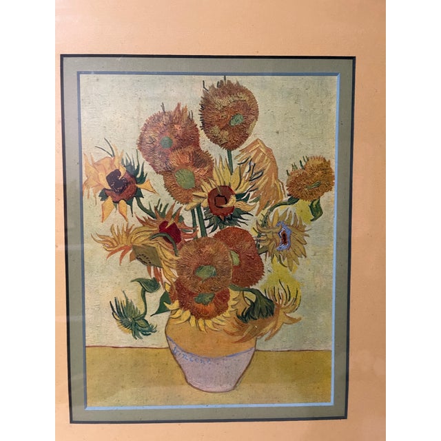Vintage off-set Lithograph, Signed Vincent in the plate on vase. Mid-20th Century Framing: The verso includes a label from...