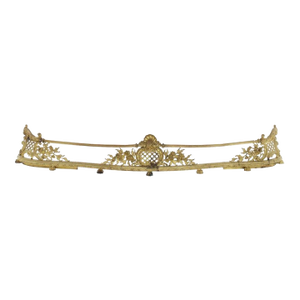 Oversized Antique French Louis XVI Gilt Bronze Fireplace Fender 19thC