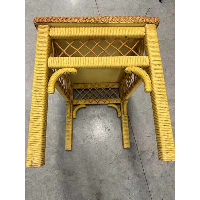 Pair of Vintage Henry Link Wicker End Tables With Glass Tops - Lexington Furniture For Sale - Image 9 of 11