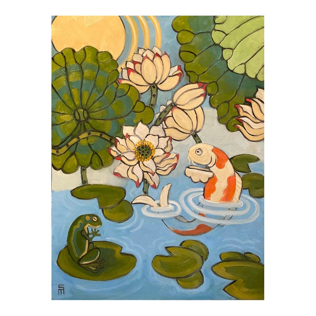 Gassho Lotus Original Oil Painting Stephen McDonough For Sale