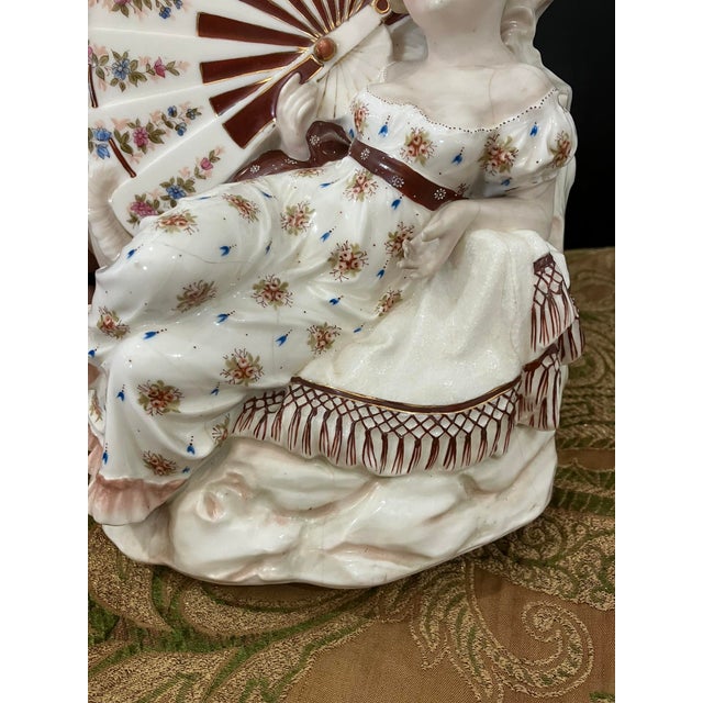 Exquisite Antique KPM Berlin Porcelain Figurine Lady With Fan & Cherub R. Moller For Sale - Image 12 of 17