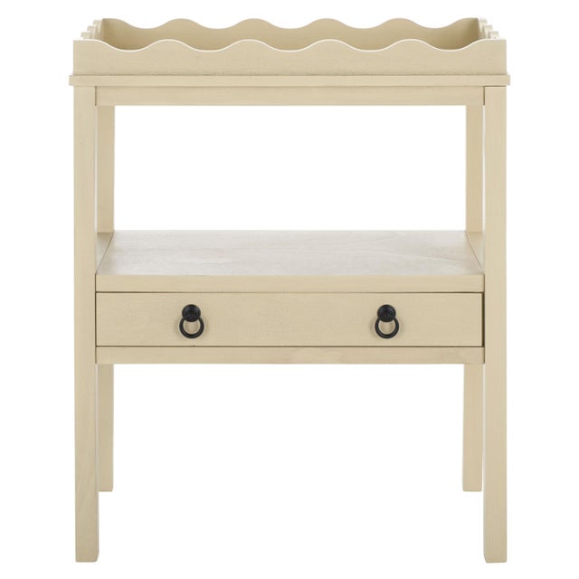 Darlyn Scalloped Rectangle Accent Table in Sand For Sale - Image 9 of 9