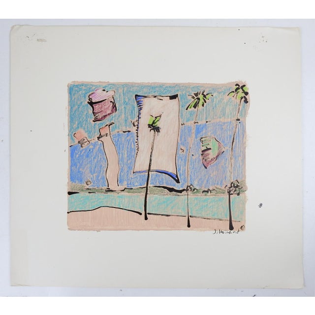 Contemporary Contemporary Abstract Beach Mixed Media Painting For Sale - Image 3 of 3