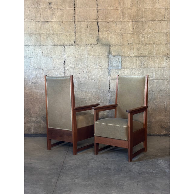 Wouda Style Dutch Haagse School Chairs in Velvet, Pair For Sale - Image 9 of 12