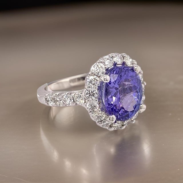 Tanzanite Diamond Ring 14k White Gold 5.30 TCW Certified For Sale - Image 13 of 18
