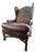 Vintage Century Furniture Leather & Tapestry Oversized Wingback Chair For Sale