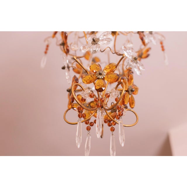 Orange Crystal and Murano Glass Orange Flowers Chandelier, 1970s For Sale - Image 8 of 12