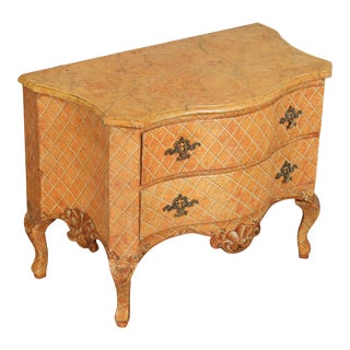 Italian Rococo Style Hand Painted Serpentine Commode Chest For Sale