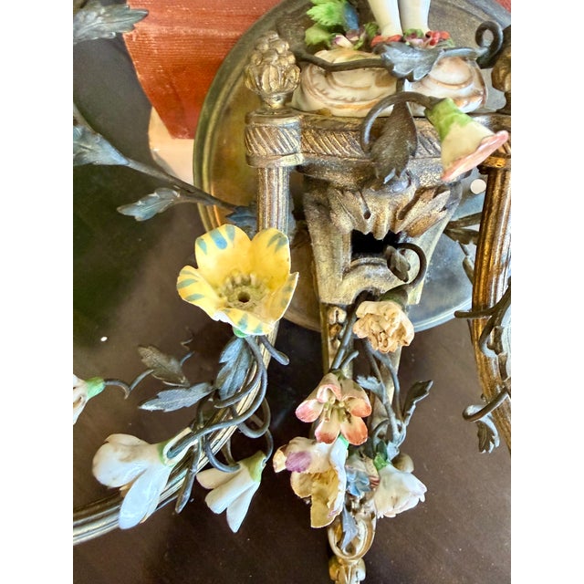 19th French Century Gilt and Porcelain Wall Sconce For Sale - Image 11 of 14